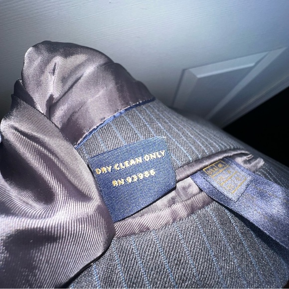 Brooks Brothers 346 Men’s 46L Gray Stripe 100% Wool Sport Coat Suit Jacket 46 L - Picture 11 of 16